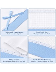 Completo lenzuola culletta carrozzina con bordo piquet azzurro