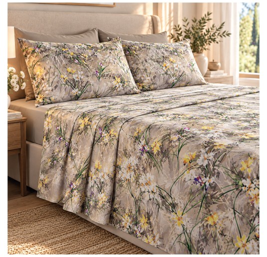 Lea – Digital Print Double Bed Sheet Set by Tessitura di...