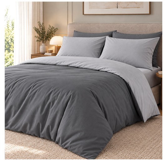 Pure Cotton Duvet Cover Set in Various Sizes – Bicolore –...