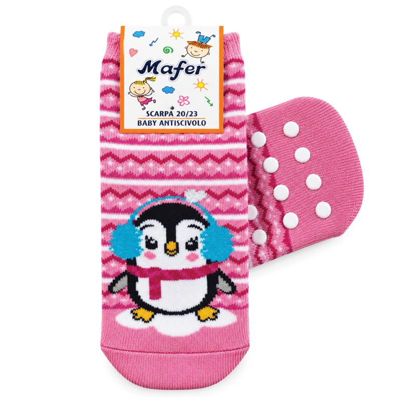 Baby anti-slip socks size 20/23 in warm cotton with non-slip sole grips
