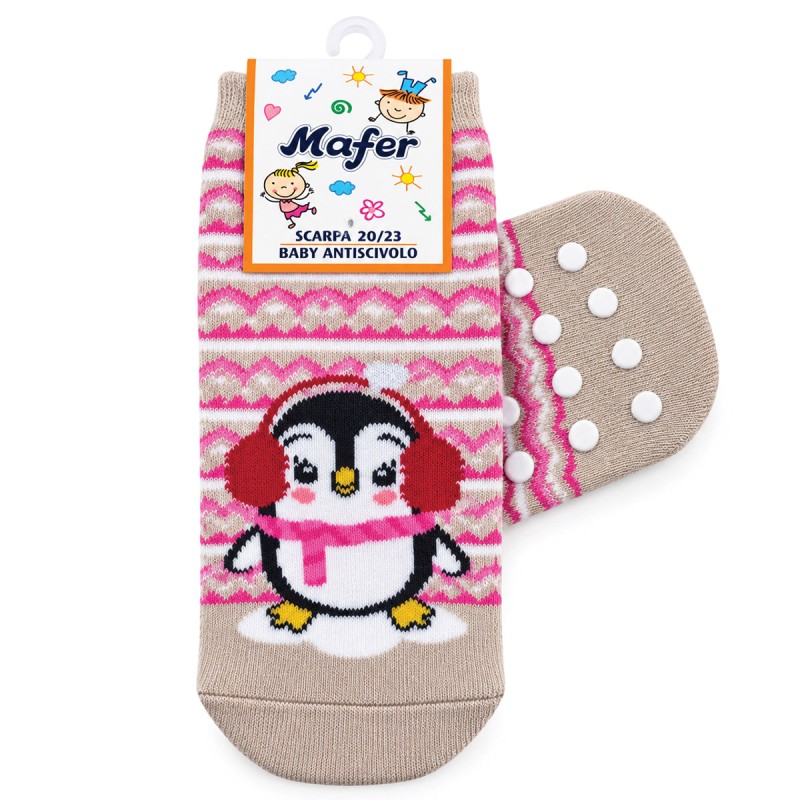 Baby anti-slip socks size 20/23 in warm cotton with non-slip sole grips