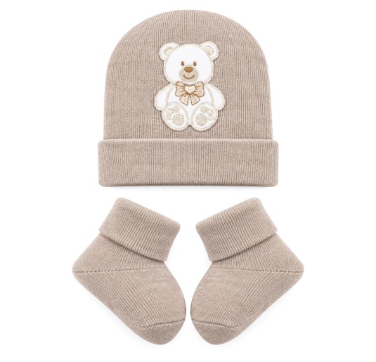 Newborn's Cap with Shoes in warm cotton - WSE8550TT - Mafer