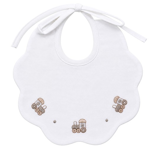 Pure Cotton Baby Bib with Train Embroidery - CI00369TT -...