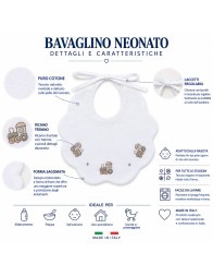 Pure Cotton Baby Bib with Train Embroidery - CI00369TT - Corredo Italiano