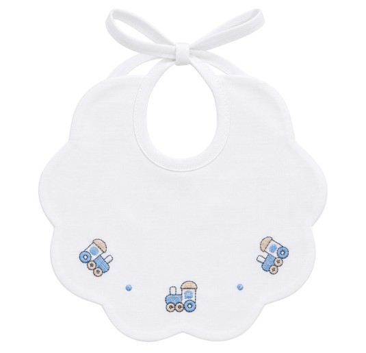 Pure Cotton Baby Bib with Train Embroidery - CI00369AZ -...