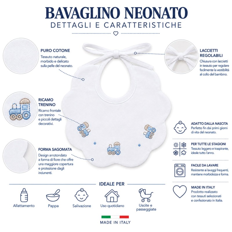 Bavaglino in puro cotone con ricamo...