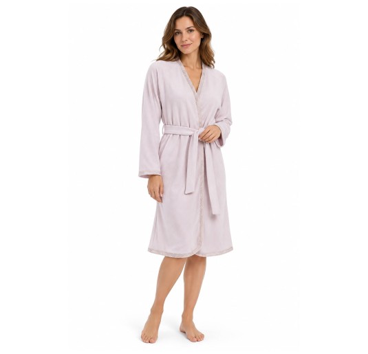 Winter Fleece Dressing Gown with Lace Trim - Evita - Tatà