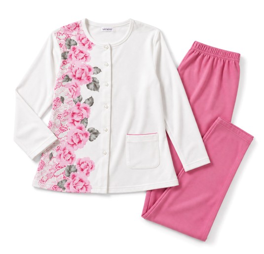Women's Button-Front Warm Cotton Interlock Pyjamas, Plus... 2