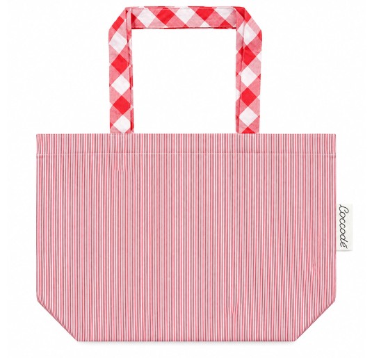 Borsa porta biancheria neonati Coccode' a righe rosse e bianche con manici a quadretti coordinati