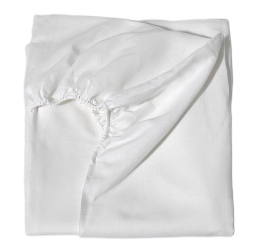 Fitted double sheet in linen-cotton blend with elastic...