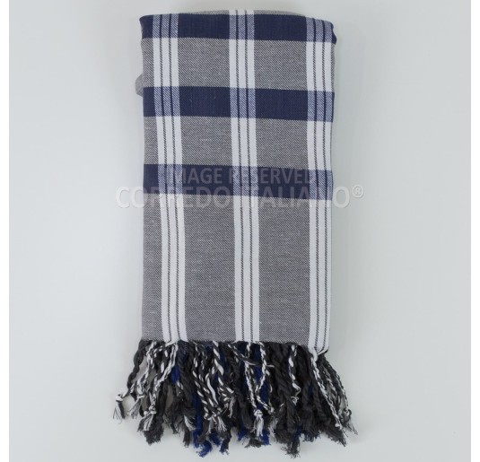 Tartan towel pareo with knotted fringes 2