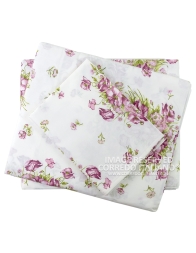 Floral double percale cotton duvet cover set Geranium by Corredo Italiano