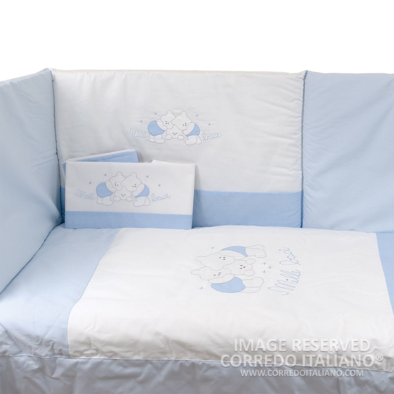 Duvet cover + cot bumper + cot bed sheets art. Blue Bear