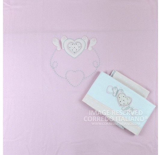 Composition for cot 4 pcs art. Strass Hearts - pink
