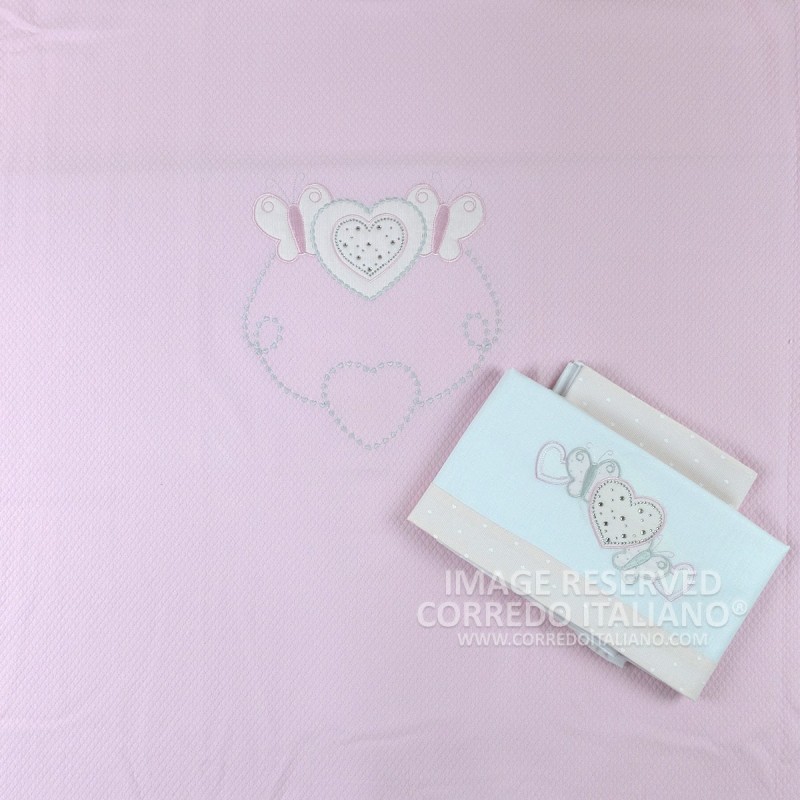 Composition for cot 4 pcs art. Strass Hearts - pink