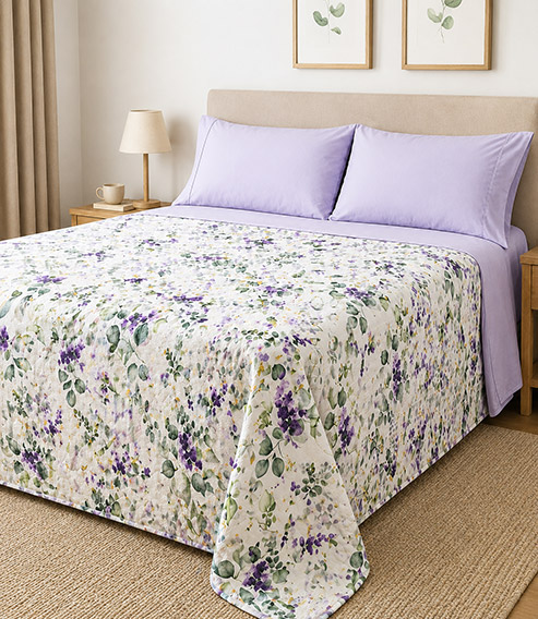 Copriletto floreale in cotone piquet